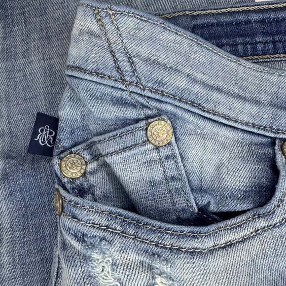 ROCK & REPUBLIC Y2K Berlin Jeans Womens 10 Light Blue Embroidered Pocket Distres - Picture 9 of 16